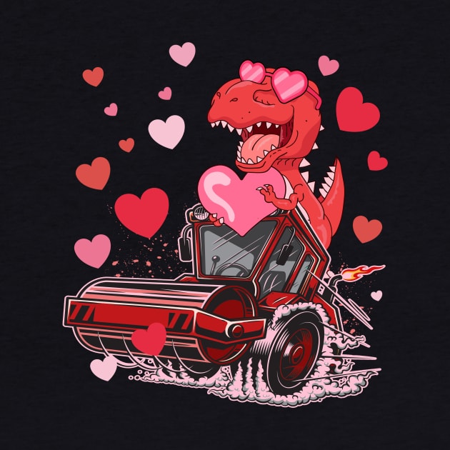 Dinosaur T Rex Riding Monster Truck Valentines Day by Woodsnuts